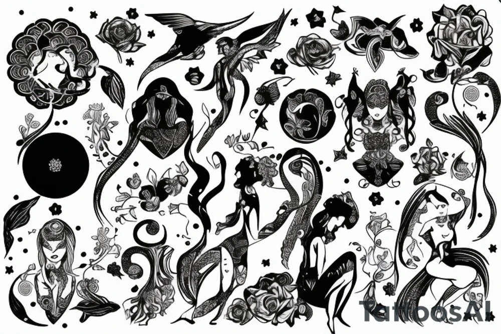 ZODIAC SINGS FOR WOMEN BACK LINE tattoo idea