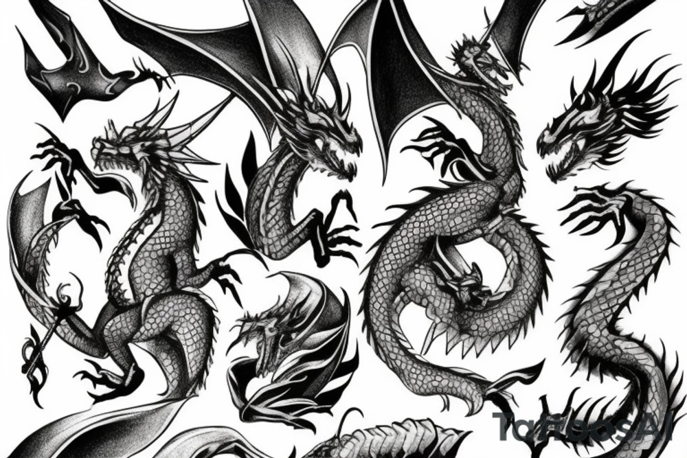 dragon in armor tattoo idea