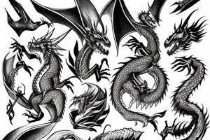 dragon in armor tattoo idea