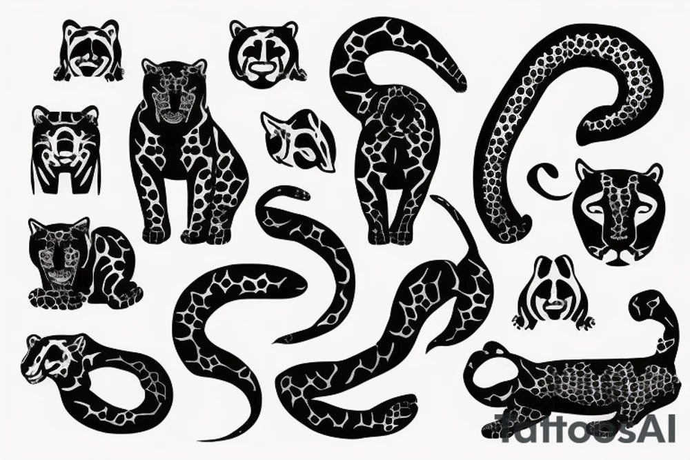 simlistic jaguar and sun tattoo idea