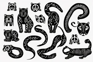 simlistic jaguar and sun tattoo idea