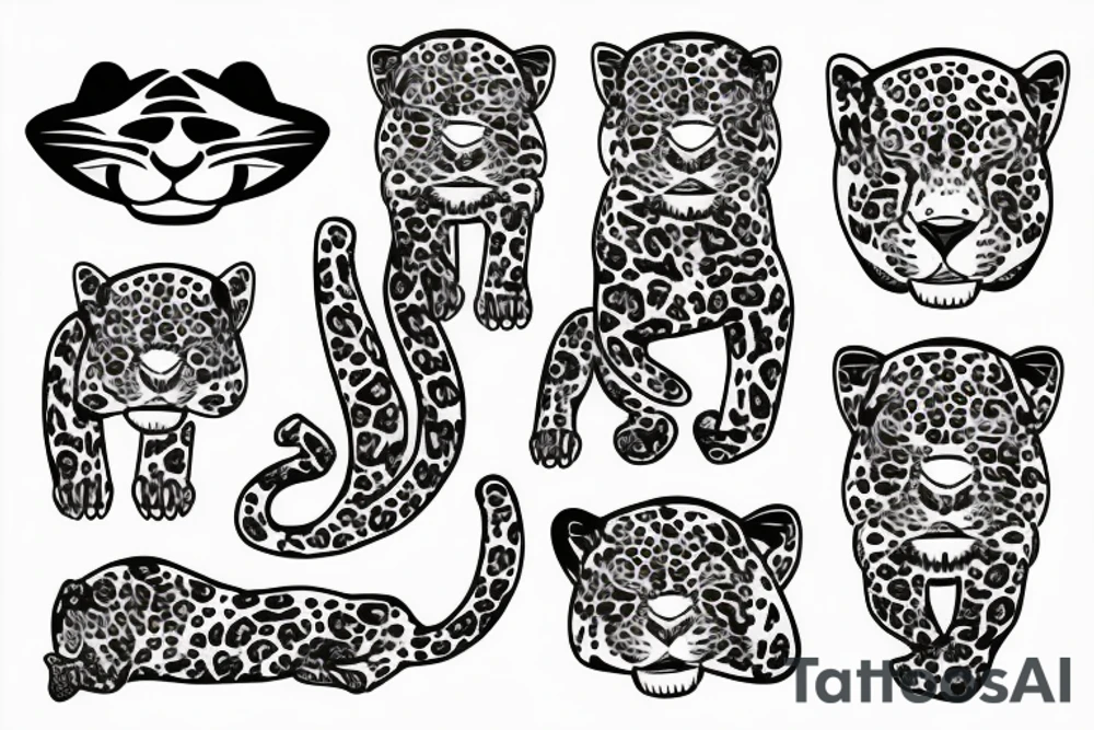 simlistic jaguar and sun tattoo idea