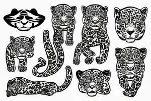 simlistic jaguar and sun tattoo idea