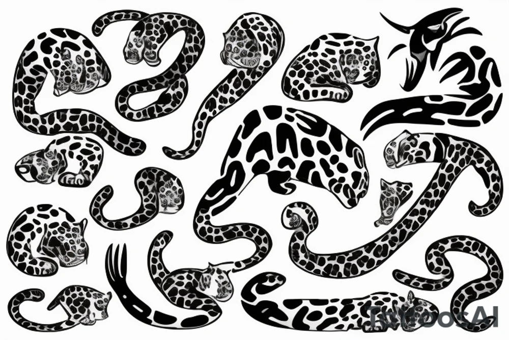 simlistic jaguar and sun tattoo idea
