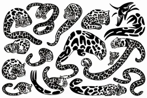simlistic jaguar and sun tattoo idea