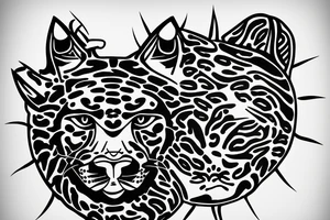 simplisitc sun behind a jaguar tattoo idea