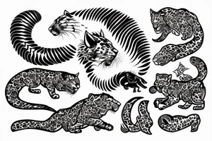 vapor wave jaguar tattoo idea