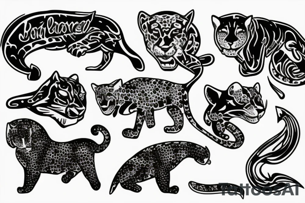 vapor wave jaguar tattoo idea