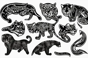 vapor wave jaguar tattoo idea