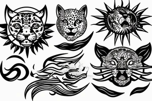 vapor wave jaguar and sun tattoo idea