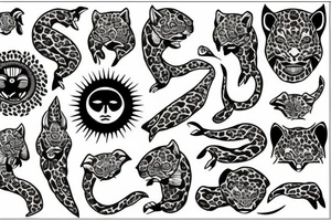 sun incorporated into jaguar tattoo idea