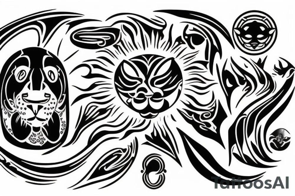 sun incorporated into jaguar tattoo idea