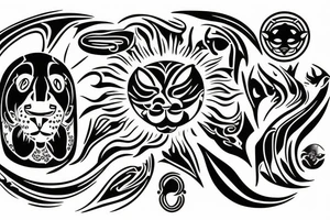 sun incorporated into jaguar tattoo idea