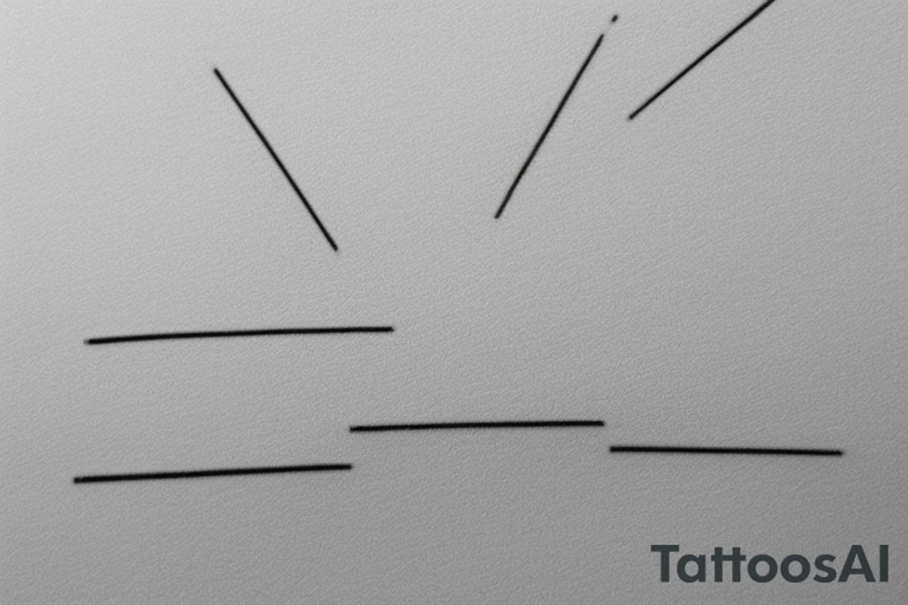 Minimalistic fine line rain falling over a minimalistic fine line field hills. there should be a field draw only from lines. Make it look more like a tattoo. And it should look more like a picture tattoo idea