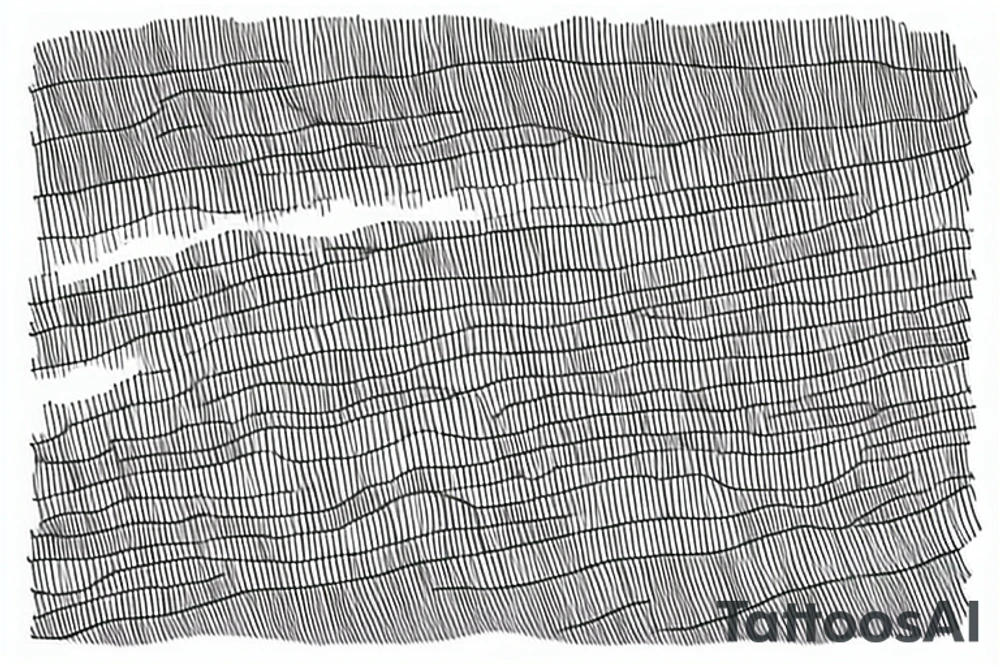 fine line rain falling over a fine line field hills. there should be a field draw only from lines. Make it look more like a tattoo. And it should look more like a picture tattoo idea