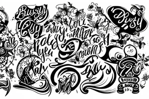 Lettering of "Busy busy busy" tattoo idea