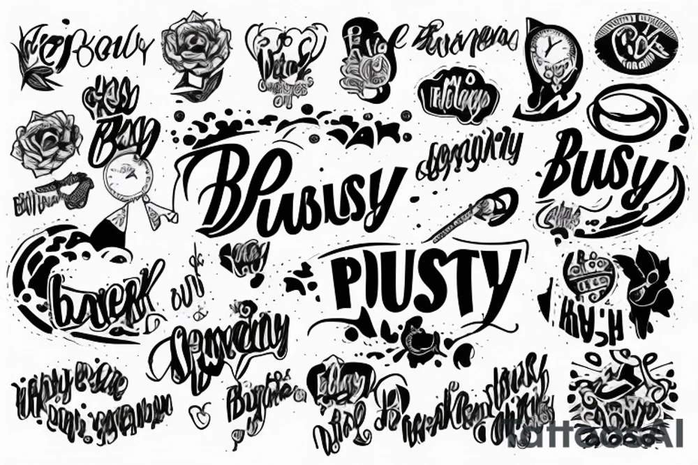 Lettering of "Busy busy busy" tattoo idea