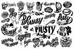 Lettering of "Busy busy busy" tattoo idea