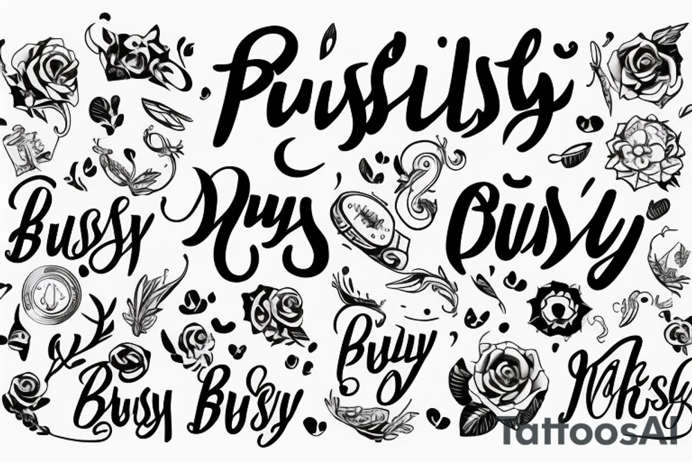 Lettering of "Busy busy busy" tattoo idea