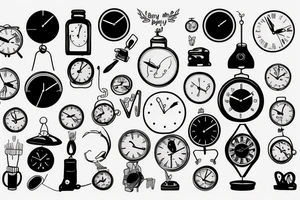 A broken clock with the words, "Busy busy busy" tattoo idea