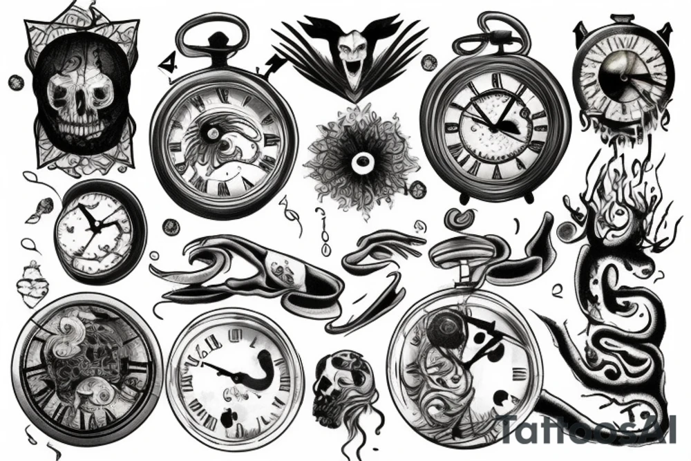 A fading into oblivion clock tattoo idea
