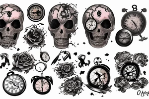 A fading into oblivion, dying, melting, and breaking clock tattoo idea