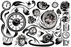 A fading into oblivion, dying, melting, and breaking clock tattoo idea