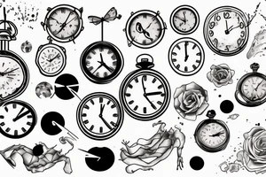 A fading into oblivion, dying, melting, and breaking clock tattoo idea