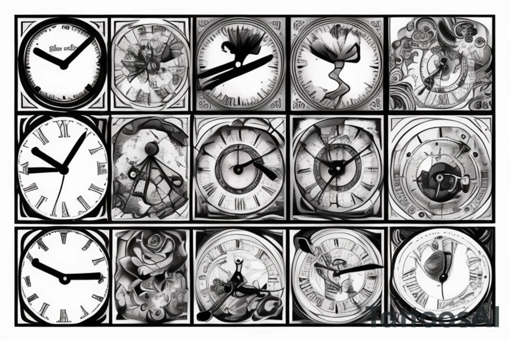 A fading away clock tattoo idea
