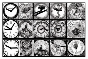 A fading away clock tattoo idea