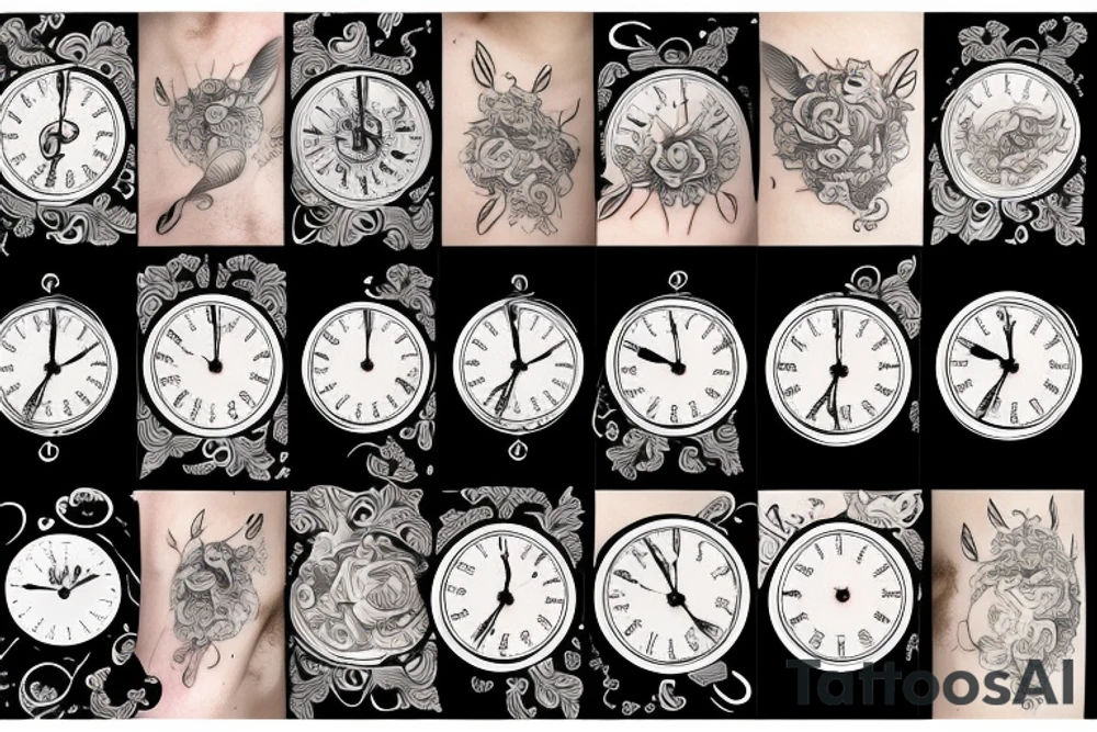 A fading away clock tattoo idea
