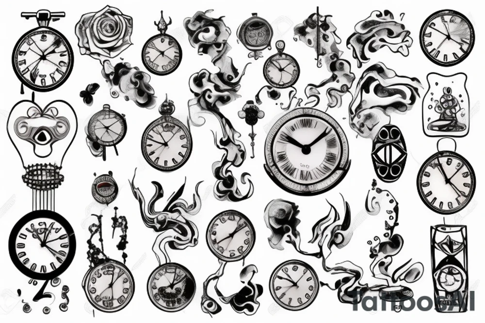 A melting and dying clock tattoo idea