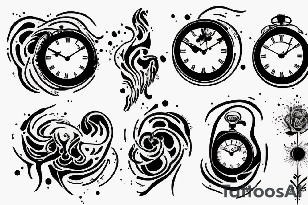 A melting and dying clock tattoo idea