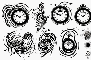 A melting and dying clock tattoo idea