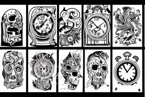 A man with the head of a clock on his death bed tattoo idea