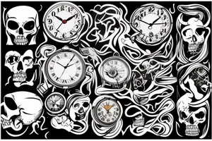 A man with the head of a clock on his death bed tattoo idea