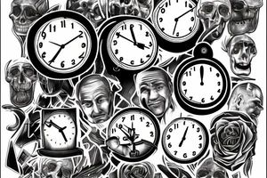 A man with the head of a clock on his death bed tattoo idea