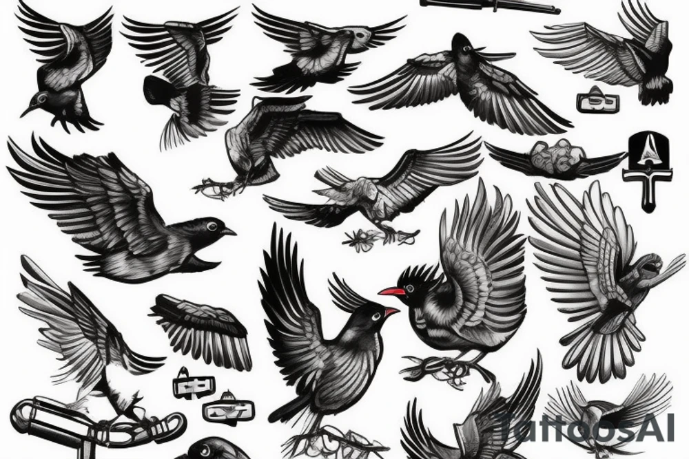 A bird dressed as a WW2 soldier tattoo idea
