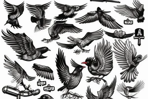 A bird dressed as a WW2 soldier tattoo idea