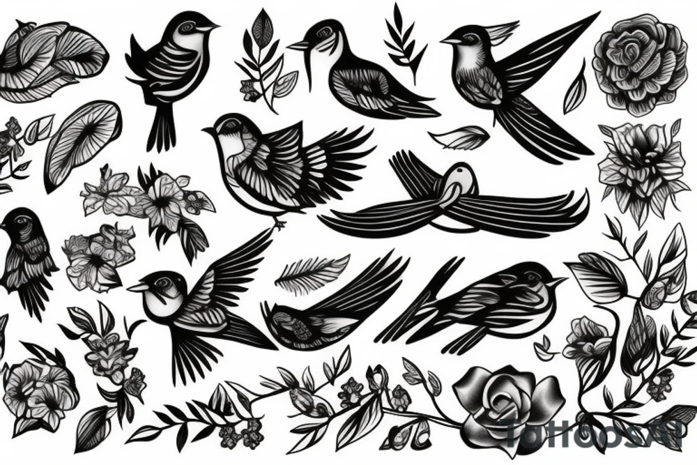 A bird singing tattoo idea
