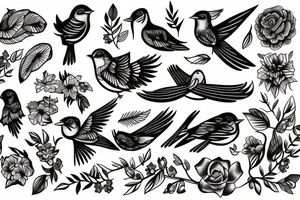 A bird singing tattoo idea