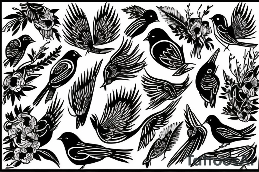 A bird singing tattoo idea