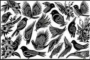 A bird singing tattoo idea