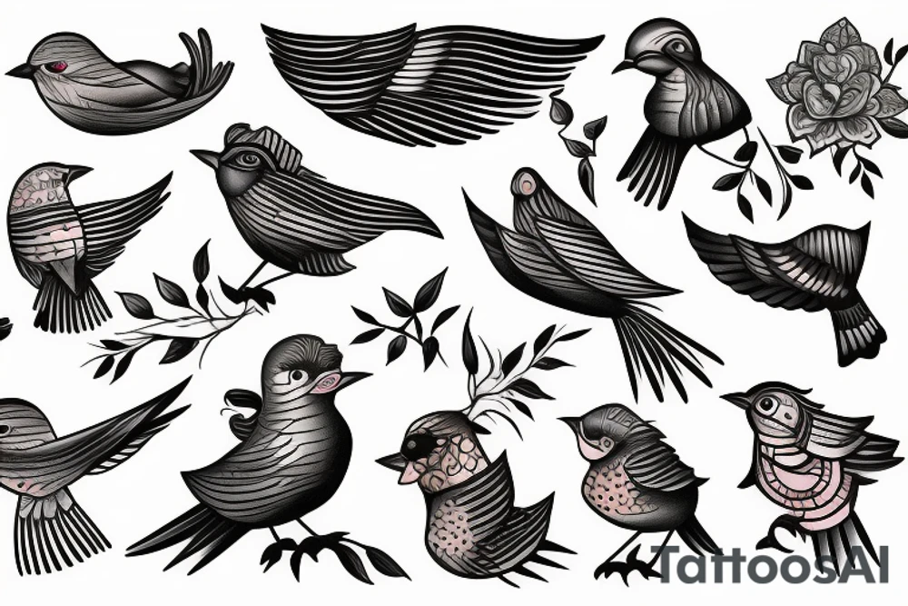 A bird singing tattoo idea