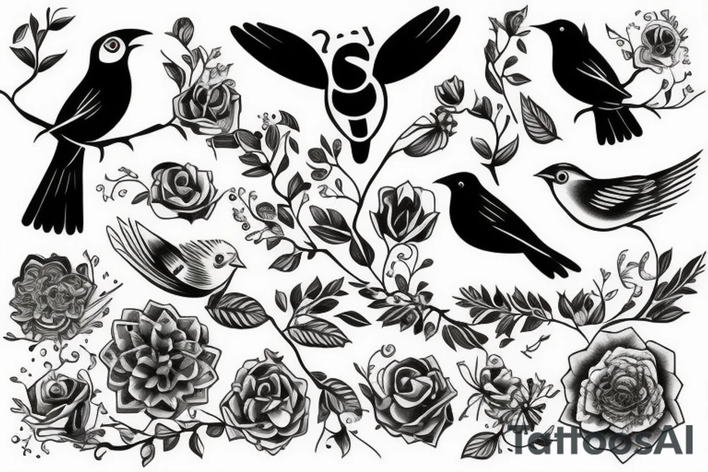 A bird singing tattoo idea