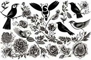 A bird singing tattoo idea