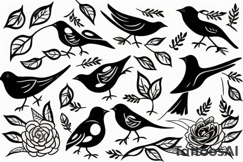 A bird singing tattoo idea
