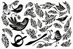 A bird singing with musical notes tattoo idea