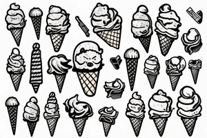 An ice cream cone holding a gun to its head tattoo idea