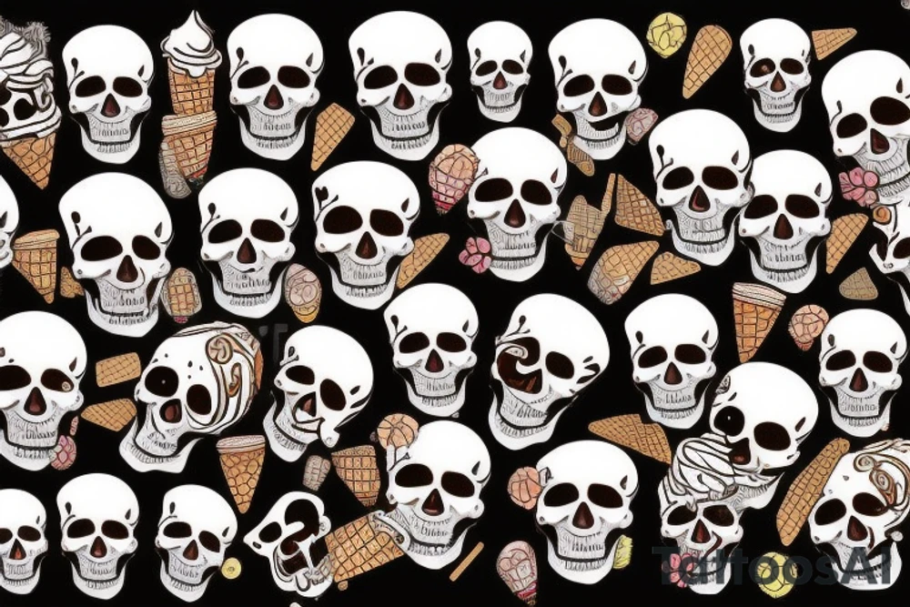 Ice cream skull tattoo idea